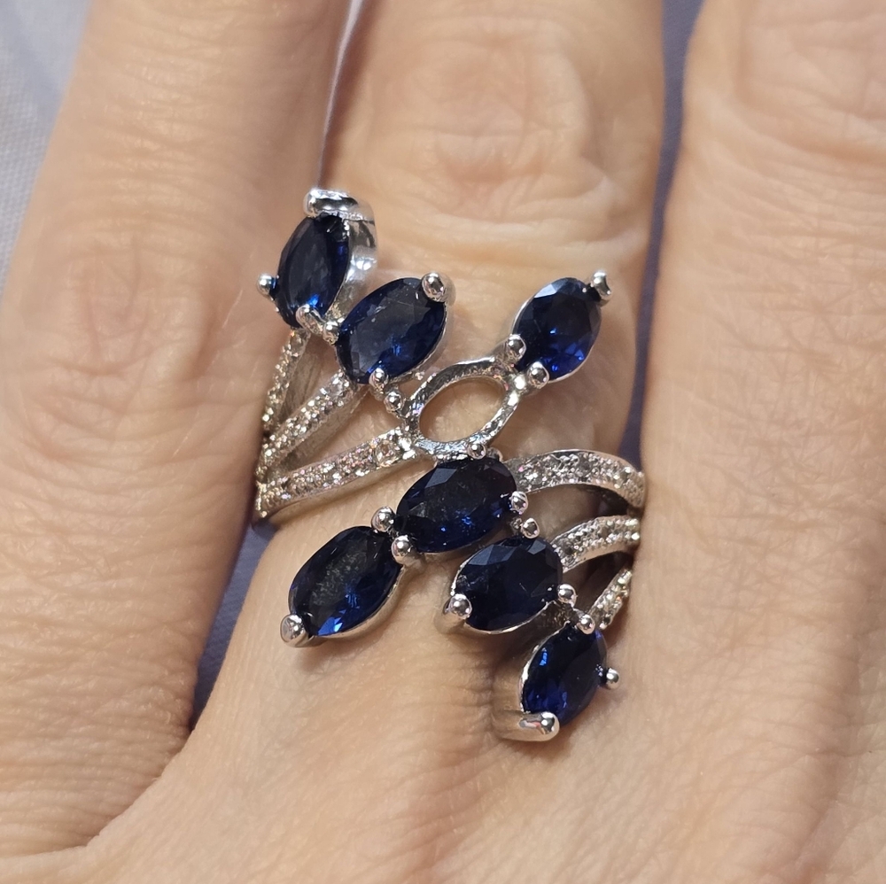 Elegant Silver and Blue Gemstone Ring